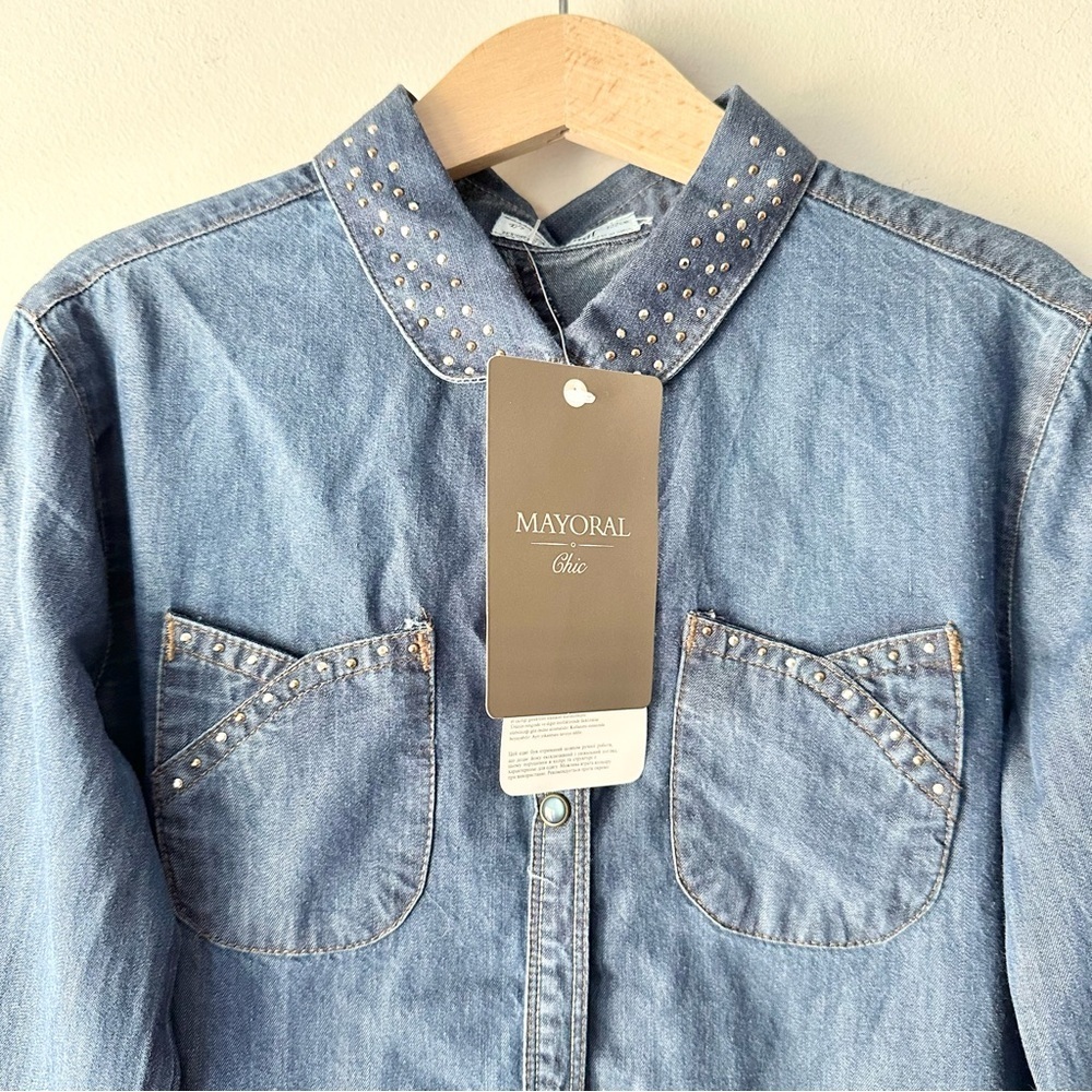 Mayoral Long Sleeve Denim Button Down Shirt - Picture 2 of 9
